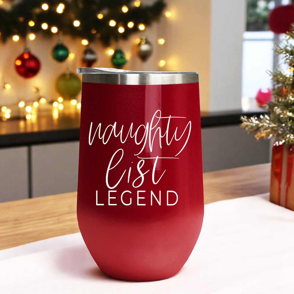 Funny Red Wine Tumbler | Christmas Naughty List | Dropship Ready